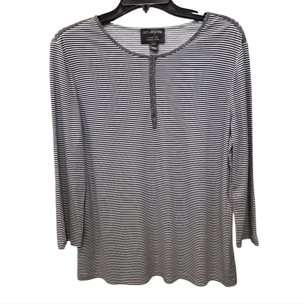 St. John Black and White Striped Women's Top